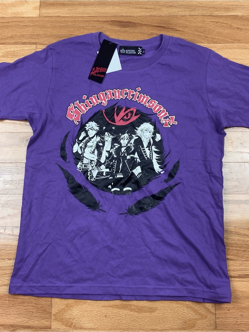 LISTEN FLAVOR Sanrio Shingancrimsonz Purple Graphic T-shirt Show By Rock! RARE